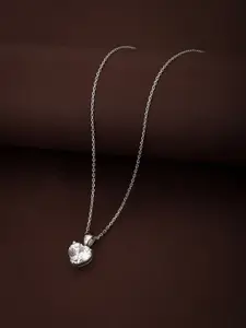 VANBELLE Silver-Toned & White Sterling Silver Rhodium-Plated Necklace