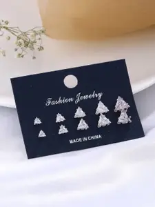 kashwini Silver-Toned Contemporary Studs Earrings