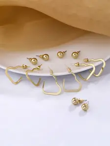 kashwini Gold-Toned Contemporary Studs Earrings