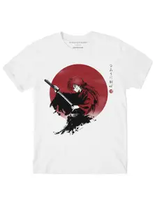 THREADCURRY Boys White Anime Printed T-shirt