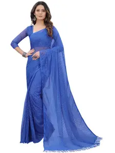 Dhyey Fashion Women Blue Floral Brasso Saree