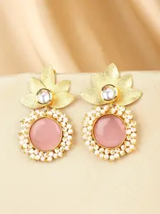 Yellow Chimes Women Pink Contemporary Studs Earrings