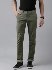 Van Heusen Sport Men Olive Green Tapered Fit Chinos Trousers