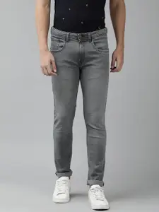 VAN HEUSEN DENIM LABS Men Grey Skinny Fit Light Fade Stretchable Jeans