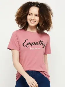 max Women Pink Typography Printed T-shirt