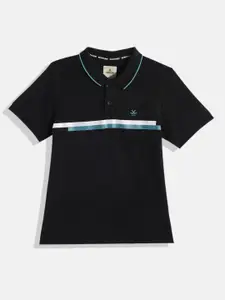WROGN YOUTH Boys Striped Polo Collar Knitted Slim Fit T-shirt