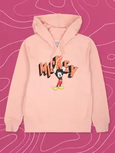 Kids Ville Boys Pink Mickey Mouse Printed Hooded Sweatshirt
