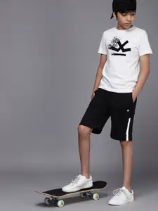 WROGN YOUTH Boys Black Solid Pure Cotton Shorts