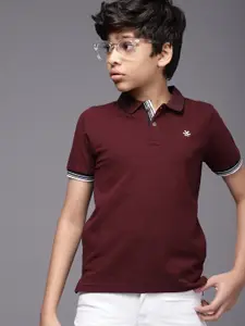WROGN YOUTH Boys Burgundy Polo Collar T-shirt