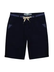 Gini and Jony Girls Navy Blue Self-Design Regular Fit Shorts
