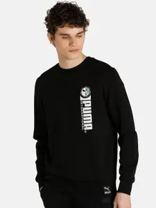 PUMA Men Black Cotton International Graphic Crew Regular Fit Sweatshirt