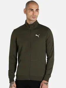 Puma Men Olive Green Brand Logo Sporty Jacket