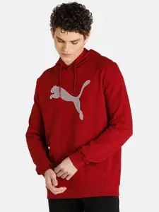 Puma Men Red Printed Hooded Regular Fit Sweatshirt