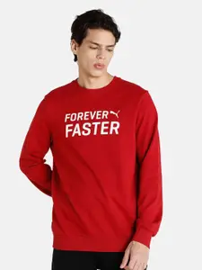 Puma Men Red Forever Faster Printed Regular Fit Sweatshirt