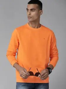 Van Heusen Men Orange Solid Sweatshirt