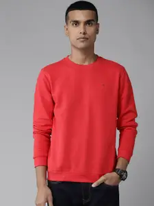 Van Heusen Men Red Solid Sweatshirt