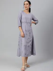 W Women Blue Thread Work Kurta