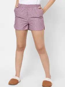 VASTRADO Women Maroon Striped Shorts