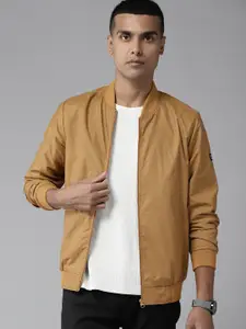 Van Heusen Men Mustard Yellow Solid Bomber Jacket