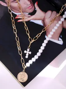 kashwini Rose Gold & White Brass Rose Gold-Plated Necklace