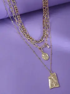 kashwini Gold-Toned Brass Gold-Plated Layered Necklace