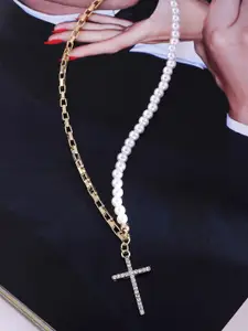 kashwini Gold-Toned & White Brass Gold-Plated Necklace