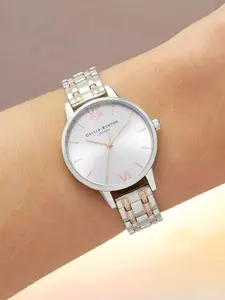 Olivia Burton Women Silver-Toned Stainless Steel Bracelet Watch OB16EN01
