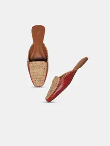 W W The Folksong Collection Women Rust Party Mules with Laser Cuts Flats