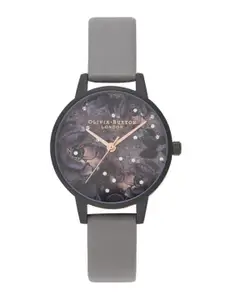 Olivia Burton Women Purple Printed Dial & Leather Strap Analogue Watch OB16AD50