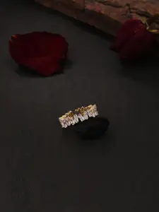 kashwini White Gold-Plated Stone-Studded Adjustable Finger Ring