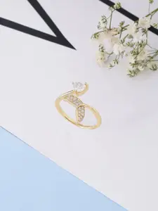 Kashwini Gold-Plated White Stone-Studded Adjustable Finger Ring