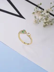 kashwini Gold-Plated Stone-Studded Finger Ring