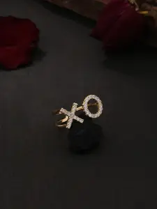 kashwini Gold-Plated White Stone Studded Adjustable Finger Ring