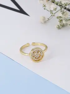 Kashwini Gold-Plated White Stone-Studded Adjustable Finger Ring
