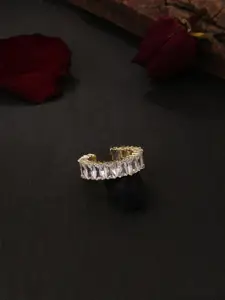 kashwini Gold-Plated White Stone-Studded Adjustable Finger Ring