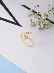 kashwini Gold-Plated White Stone-Studded Adjustable Finger Ring