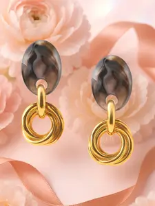 Rubans Voguish Gold-Toned & Brown Classic Drop Earrings