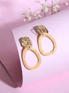 Rubans Voguish Gold-Toned & Brown Oval Hoop Earrings