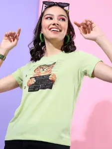 Tokyo Talkies Women Green Slim Fit T-shirt