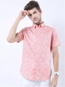 KETCH Men Pink Slim Fit Printed Casual Shirt