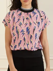 Fred Perry Pink Geometric Print Top