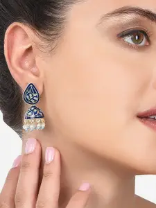 Zaveri Pearls Blue Contemporary Jhumkas Earrings