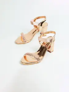 Melange by Lifestyle Gold Embellished Block Sandals