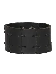 PUNK Men Black Leather Bracelet