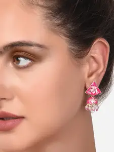 Zaveri Pearls Women  Pink Contemporary Jhumkas Earrings
