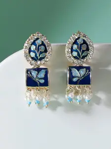 Zaveri Pearls Blue Meenakari Traditional Butterfly Jhumki Earring