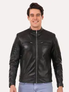 Leather Retail Men Black Leather Outdoor Biker Jacket
