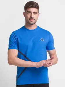 GIORDANO Men Blue Printed Slim Fit T-shirt
