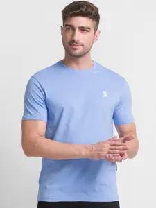 GIORDANO Men Blue Slim Fit T-shirt