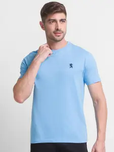 GIORDANO Men Blue Slim Fit T-shirt